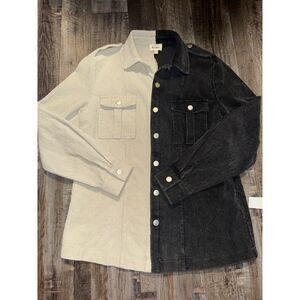 Bibi Cream Black Corduroy Colorblock Button Up Jacket Women's Small